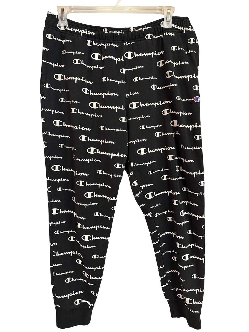 Champion All Over Script Logo Jogger Sweatpants Size XL Black